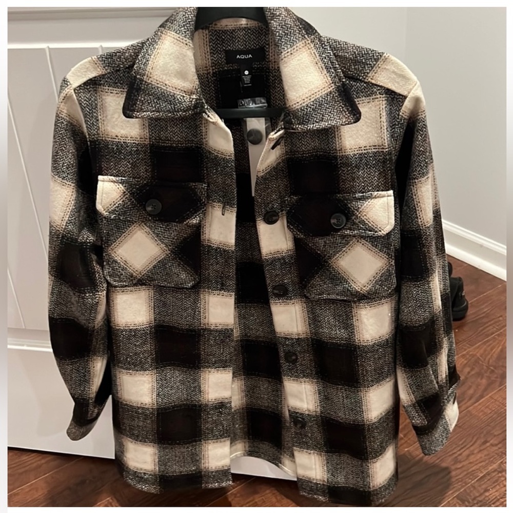 Aqua - Plaid Button Front Jacket - 100% Exclusive